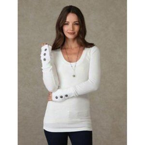 Free People White Motor Button Cuff Thermal